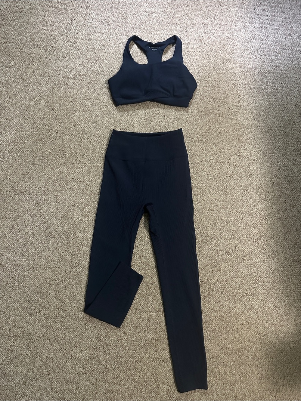 Navy Beyond Yoga Ribbed Workout Set